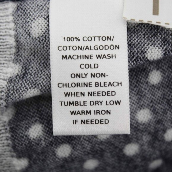 LOFT Sz XS Navy Blue With White Polka Dots Thin Button Up All Cotton Cardigan - Picture 3 of 4